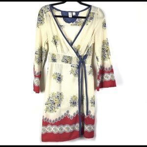 Anthropologie Eloise Yellow Floral Kimono Robe